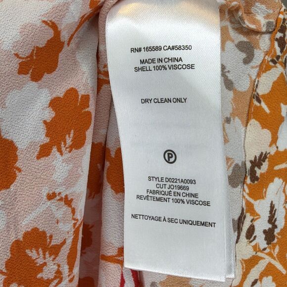 joie Lidia Dress Flame Orange Multi M Cottage Boho Summer Artsy Twee Coquette - Picture 9 of 9